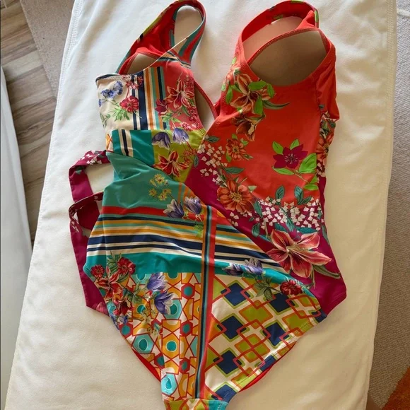 Johnny Was Mixi One Piece Wrap Swimsuit Multi Size 2X - Picture 3 of 4